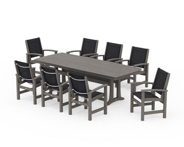 Coastal 9-Piece Dining Set with Trestle Legs