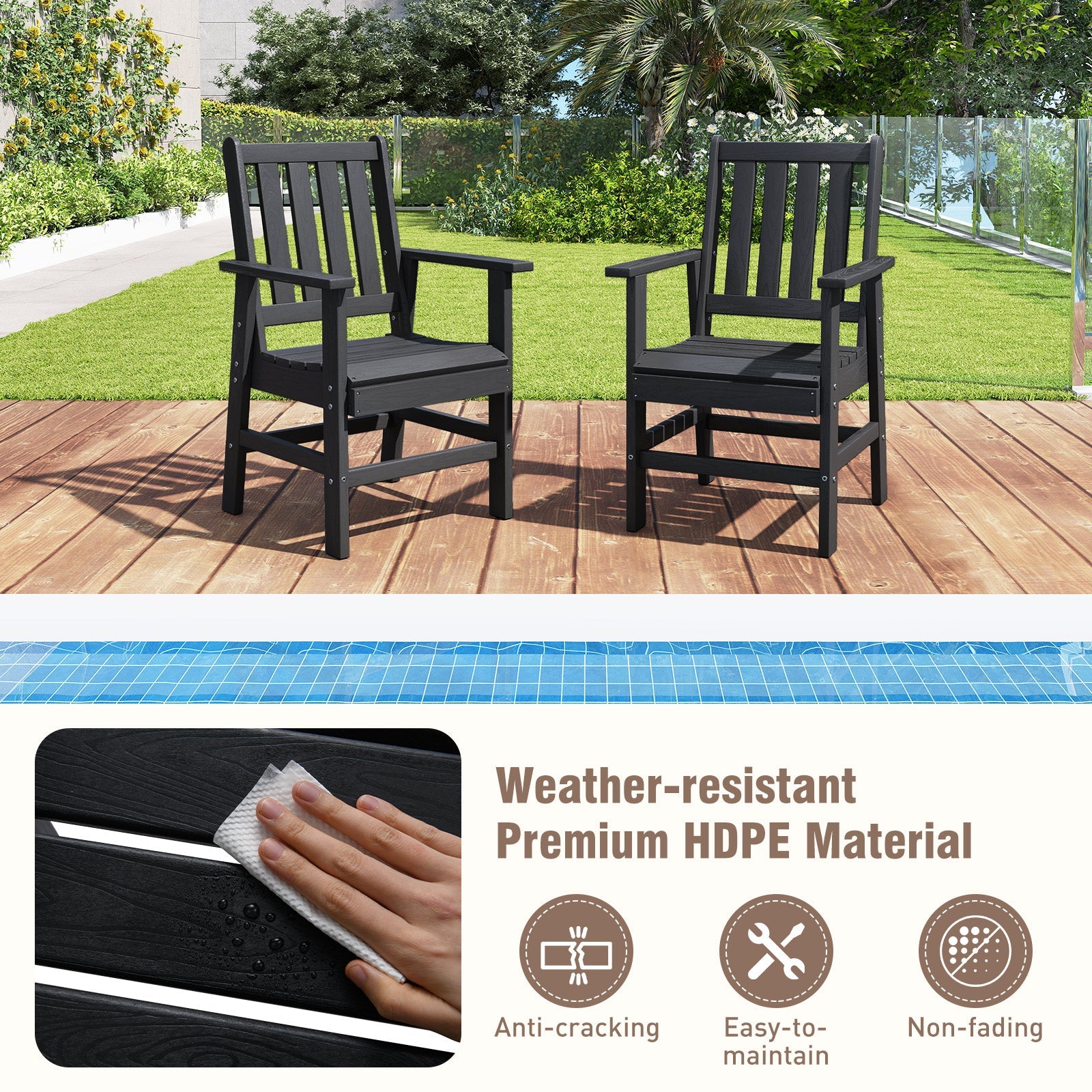 Costway 7-Piece Outdoor Patio Dining Set HDPE Weather Resistant Table Chairs 12045682 New
