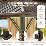 Costway 16' x 12' Hardtop Gazebo Aluminum Frame Pavilion w/ Curtains & Netting 59027442 New