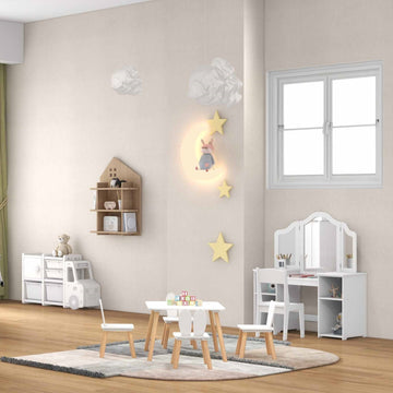 Costway Kids Room Furniture Bundle Bed Table & Chairs Storage Vanity 61985496 New