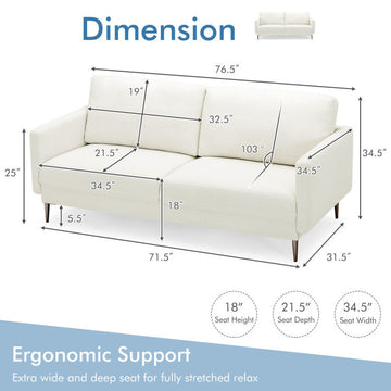 Costway Modern Living Room Set Loveseat Armchair Side & Coffee Table 95971332 New