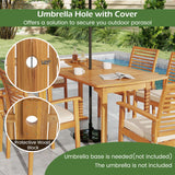 Costway 7-Piece Acacia Wood Patio Dining Set w/ Umbrella Hole 56942348 New
