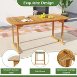 Costway 7-Piece Acacia Wood Patio Dining Set w/ Umbrella Hole 56942348 New