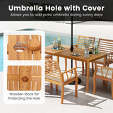 Costway 7-Piece Acacia Wood Patio Dining Set w/ 1.97" Umbrella Hole & Padded Cushions 19502425 New