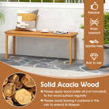 Costway Acacia Wood Outdoor Dining Table Bench Chairs Set 1.97" Umbrella Hole 80948333 New