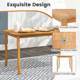 Costway Acacia Wood Outdoor Dining Table Bench Chairs Set 1.97" Umbrella Hole 80948333 New