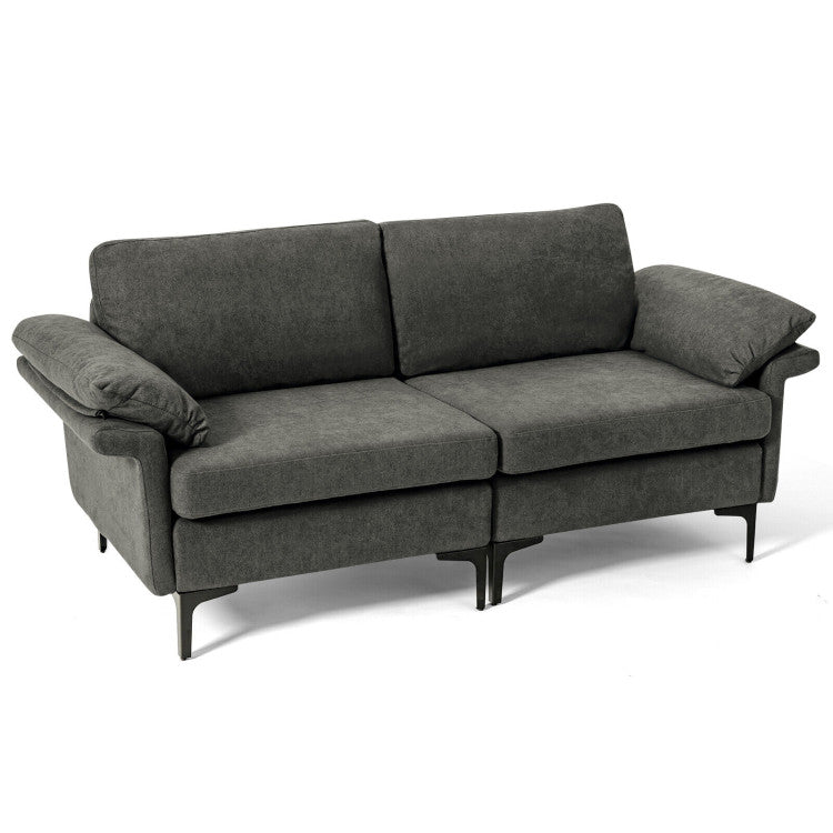 Costway Modern Fabric Sofa Accent Chair 2 Side Tables Living Room Set 57733364 New