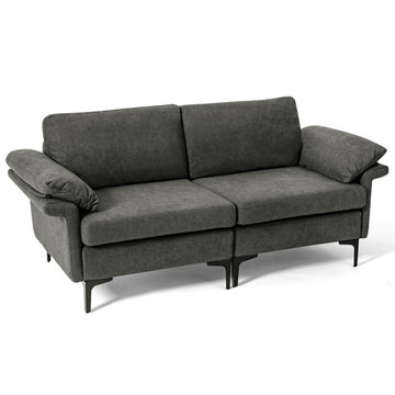 Costway Modern Fabric Sofa Accent Chair 2 Side Tables Living Room Set 57733364 New