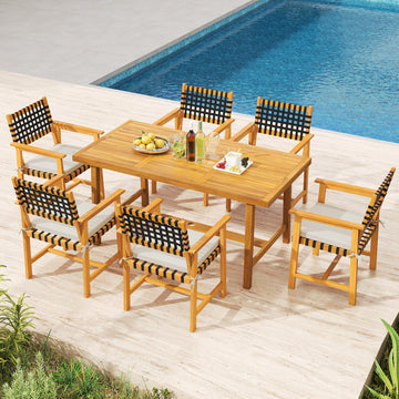 Costway 7-Piece Patio Dining Set for 6 Farmhouse 66209256 New