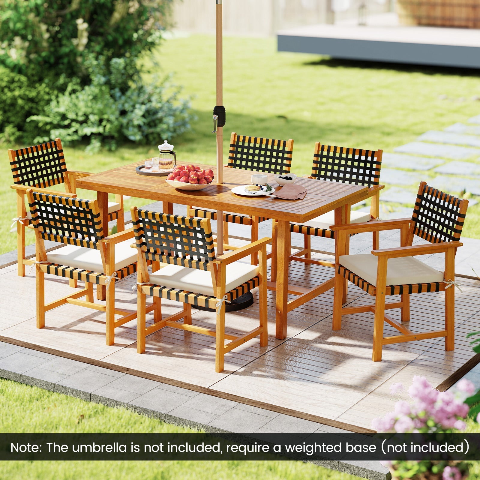 Costway 7-Piece Patio Dining Set for 6 Farmhouse 66209256 New