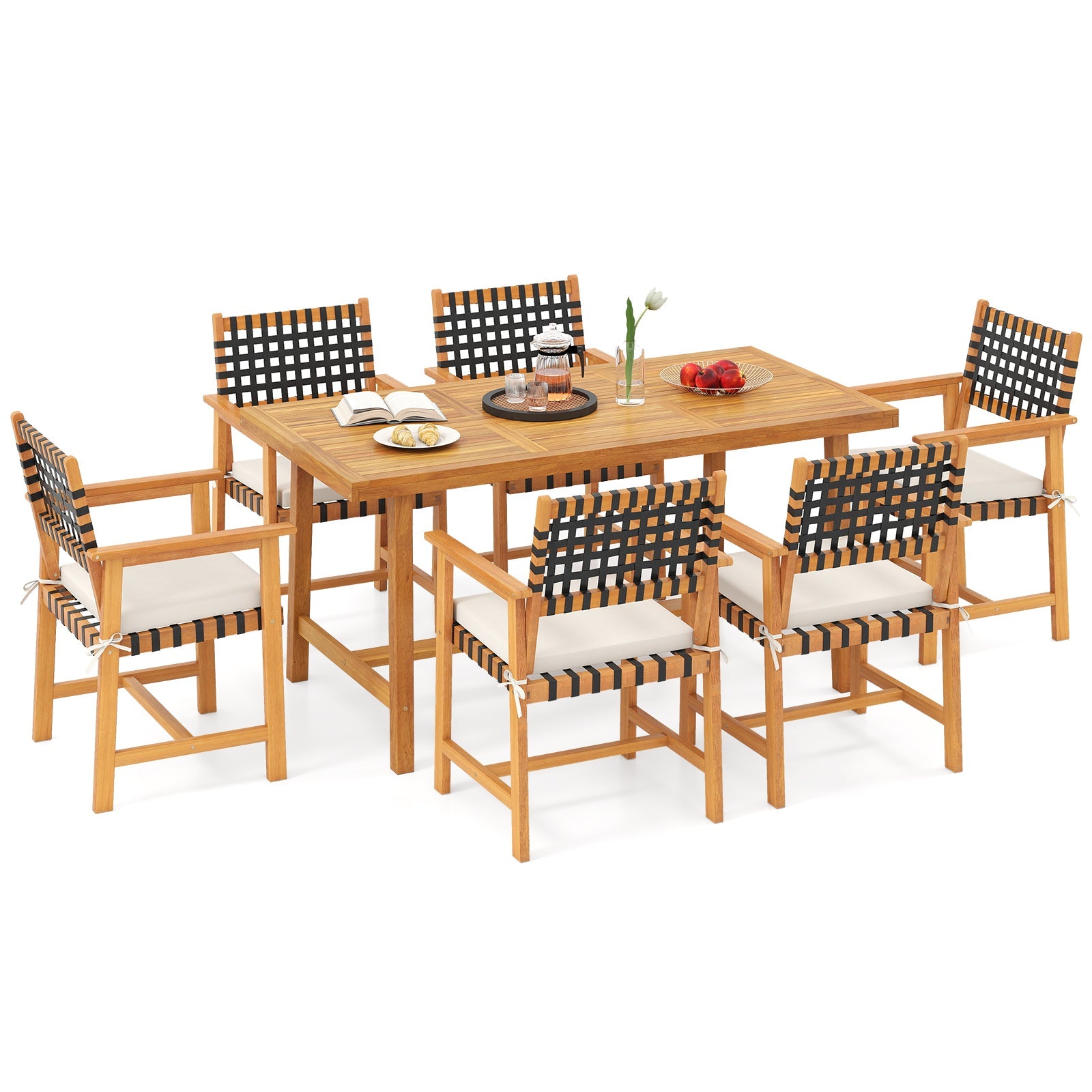 Costway 7-Piece Patio Dining Set for 6 Farmhouse 66209256 New