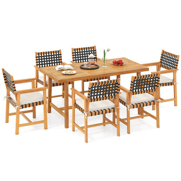 Costway 7-Piece Patio Dining Set for 6 Farmhouse 66209256 New
