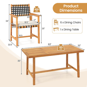 Costway 7-Piece Patio Dining Set for 6 Farmhouse 66209256 New