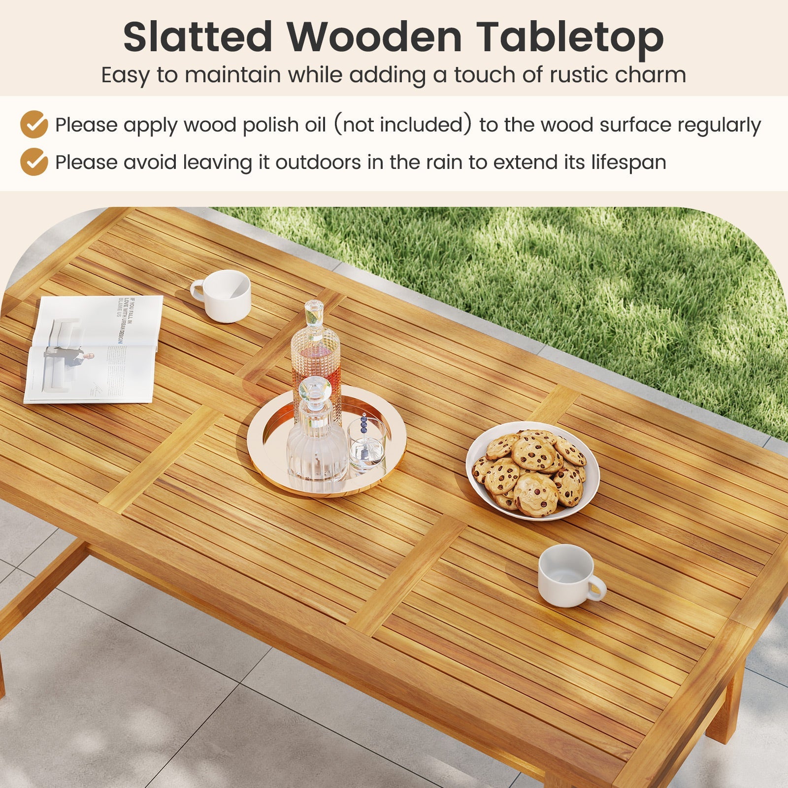Costway 7-Piece Patio Dining Set for 6 Farmhouse 66209256 New