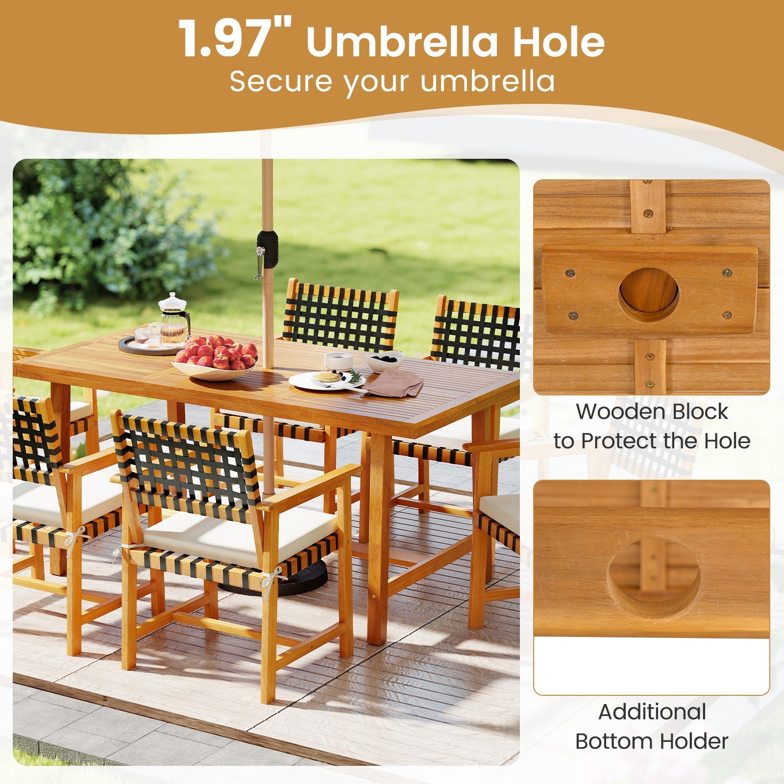 Costway 7-Piece Patio Dining Set for 6 Farmhouse 66209256 New