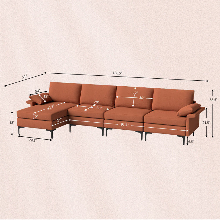 Costway 3-Piece Modern Living Room Furniture Set Accent Chair Side Table L-Shaped Sectional Sofa 64701263 New