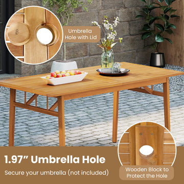 Costway 6-Piece Patio Acacia Wood Dining Set Bench Rectangular Table Chairs 10348287 New