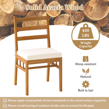 Costway 6-Piece Patio Acacia Wood Dining Set Bench Rectangular Table Chairs 10348287 New