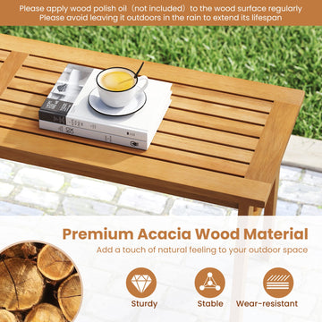 Costway 6-Piece Patio Acacia Wood Dining Set Bench Rectangular Table Chairs 10348287 New