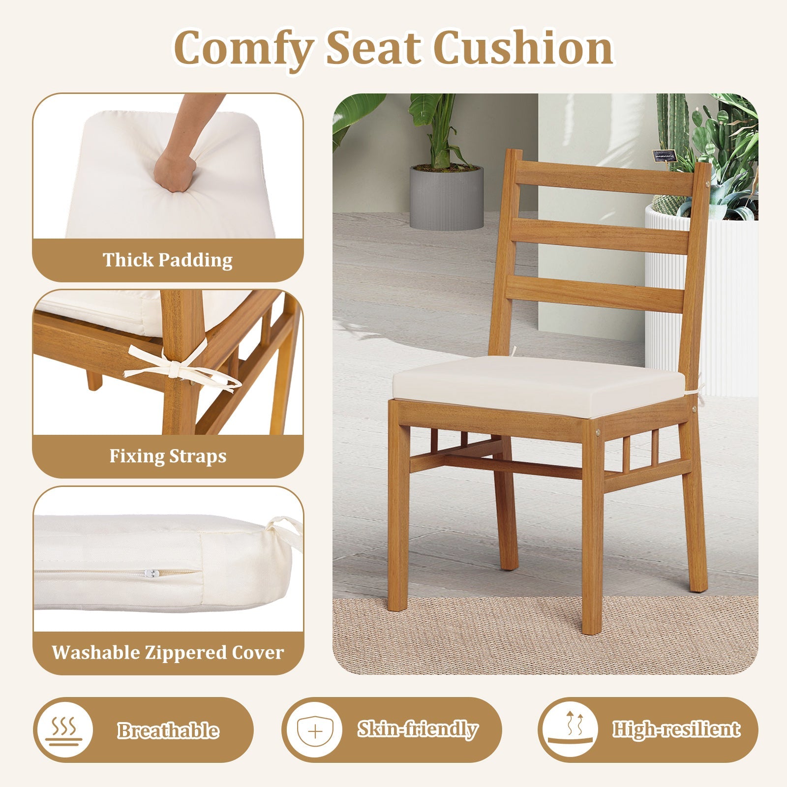 Costway 7-Pc Patio Acacia Wood Outdoor Dining Set Rectangular Table & Chairs 92227628 New