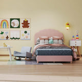 Costway Kids Room Furniture Bundle Twin Pink Bed Blue & Pink Rocking Chairs Storage End Table 78711821 New