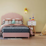 Costway Kids Room Furniture Bundle Twin Pink Bed Blue & Pink Rocking Chairs Storage End Table 78711821 New