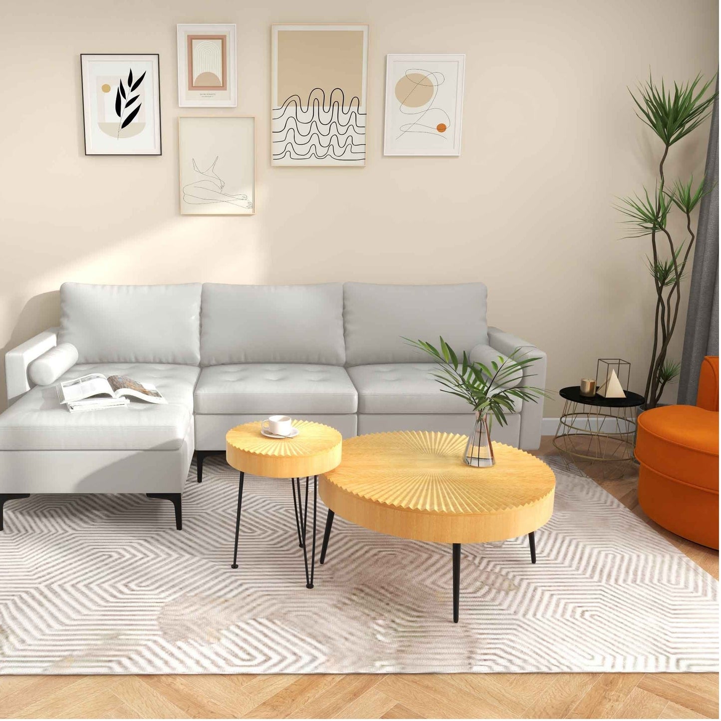 Costway 8-Piece Industrial Modern Living Dining Room Furniture Set 78258762 New