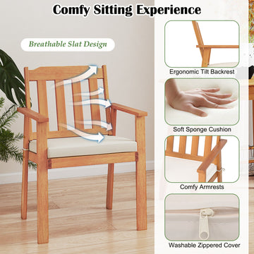 Costway 7-Piece Patio Dining Set 63" Rectangle Table & 6 Acacia Wood Armchairs 81840612 New