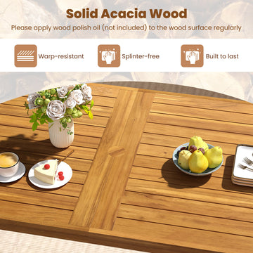 Costway 7-Piece Patio Dining Set 63" Rectangle Table & 6 Acacia Wood Armchairs 81840612 New