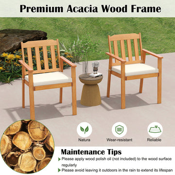 Costway 6-Piece Patio Dining Set 63" Rectangle Table 4 Acacia Wood Armchairs Bench 56172176 New