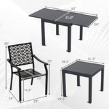 Costway 7-Pc Patio Dining Set Aluminum Rectangular Table Stackable Armchairs 74872645 New