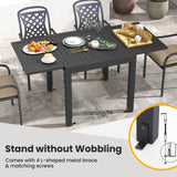 Costway 7-Pc Patio Dining Set Aluminum Rectangular Table Stackable Armchairs 74872645 New
