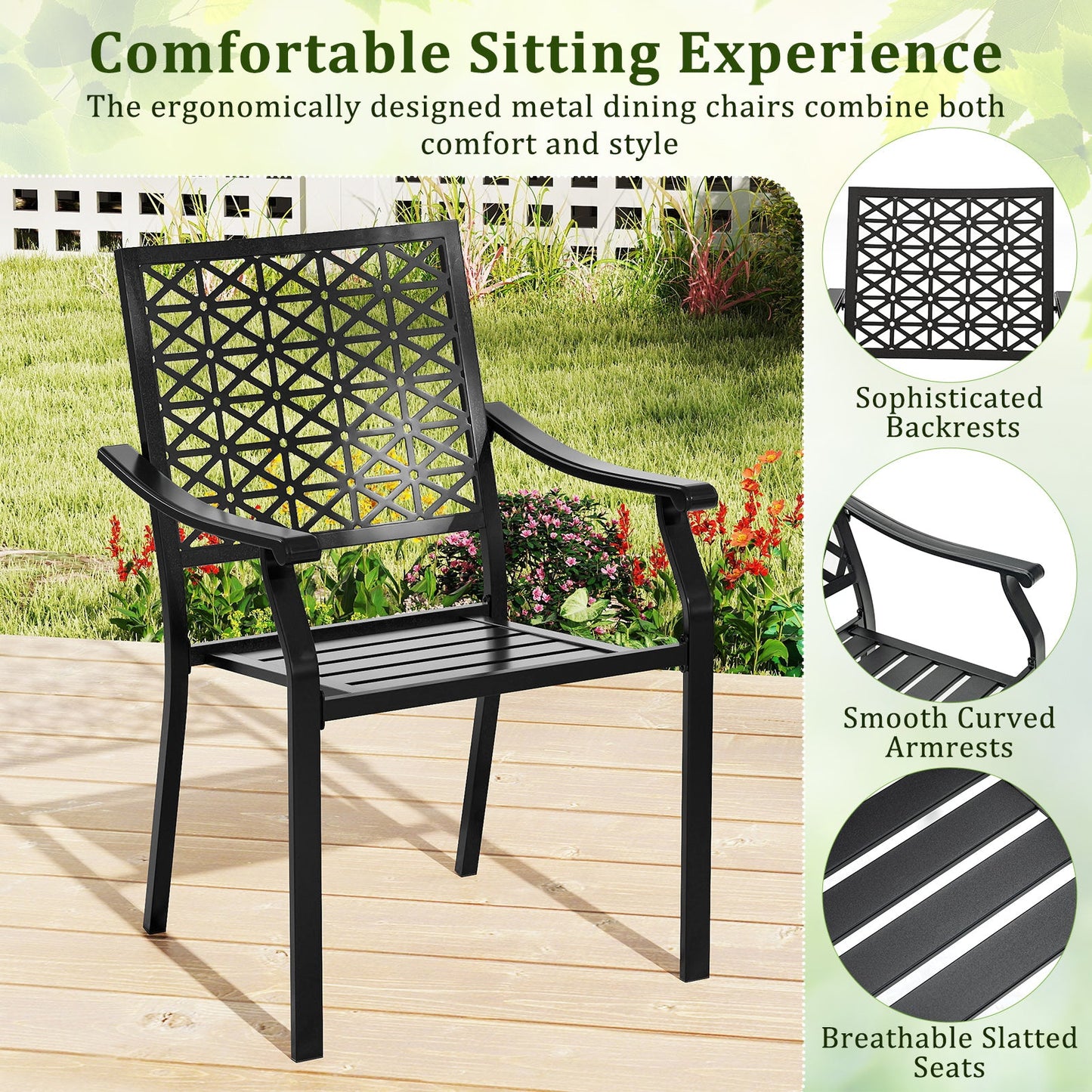 Costway 7-Pc Patio Dining Set Aluminum Rectangular Table Stackable Armchairs 74872645 New
