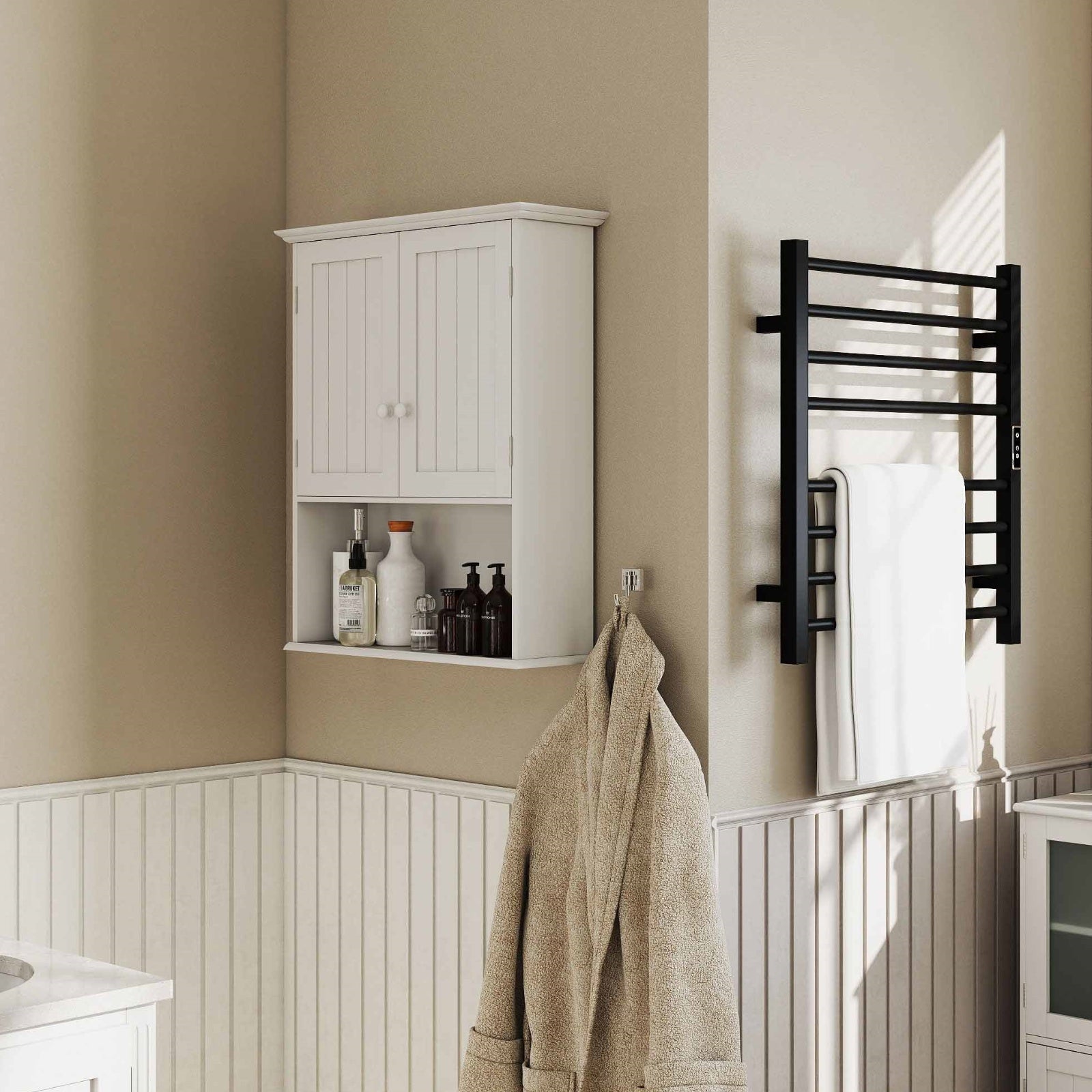 Costway 4-in-1 Bathroom Storage Cabinet & Towel Rack Set 93451574 New