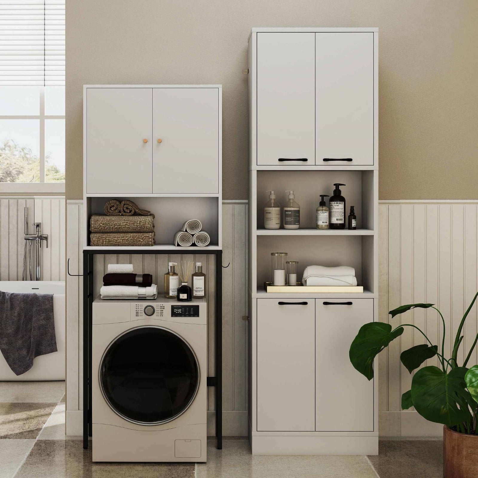 Costway 4-in-1 Bathroom Storage Cabinet & Towel Rack Set 93451574 New
