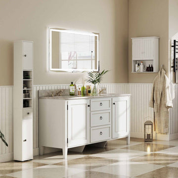 Costway 4-in-1 Bathroom Storage Cabinet & Towel Rack Set 93451574 New