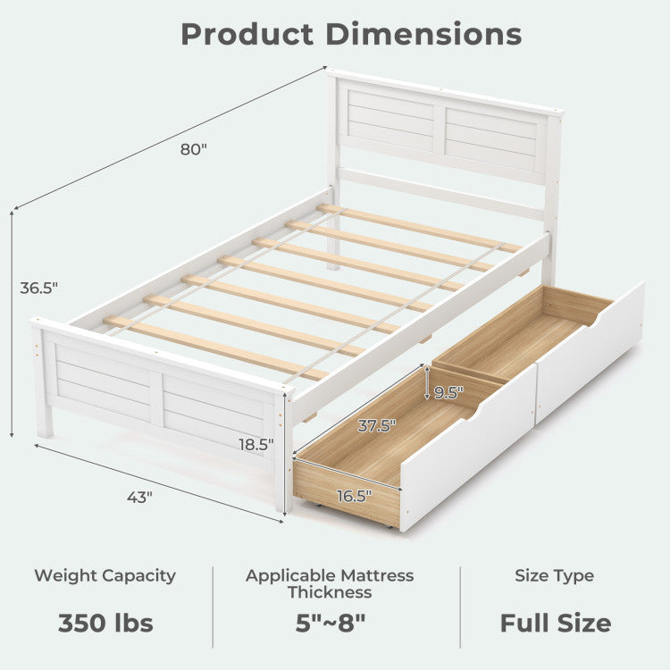 Costway 4-Piece Twin Bedroom Furniture Set Bed Frame Vanity Desk Bench Jewelry Armoire 23686651 New