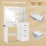 Costway 4-Piece Twin Bedroom Furniture Set Bed Frame Vanity Desk Bench Jewelry Armoire 23686651 New