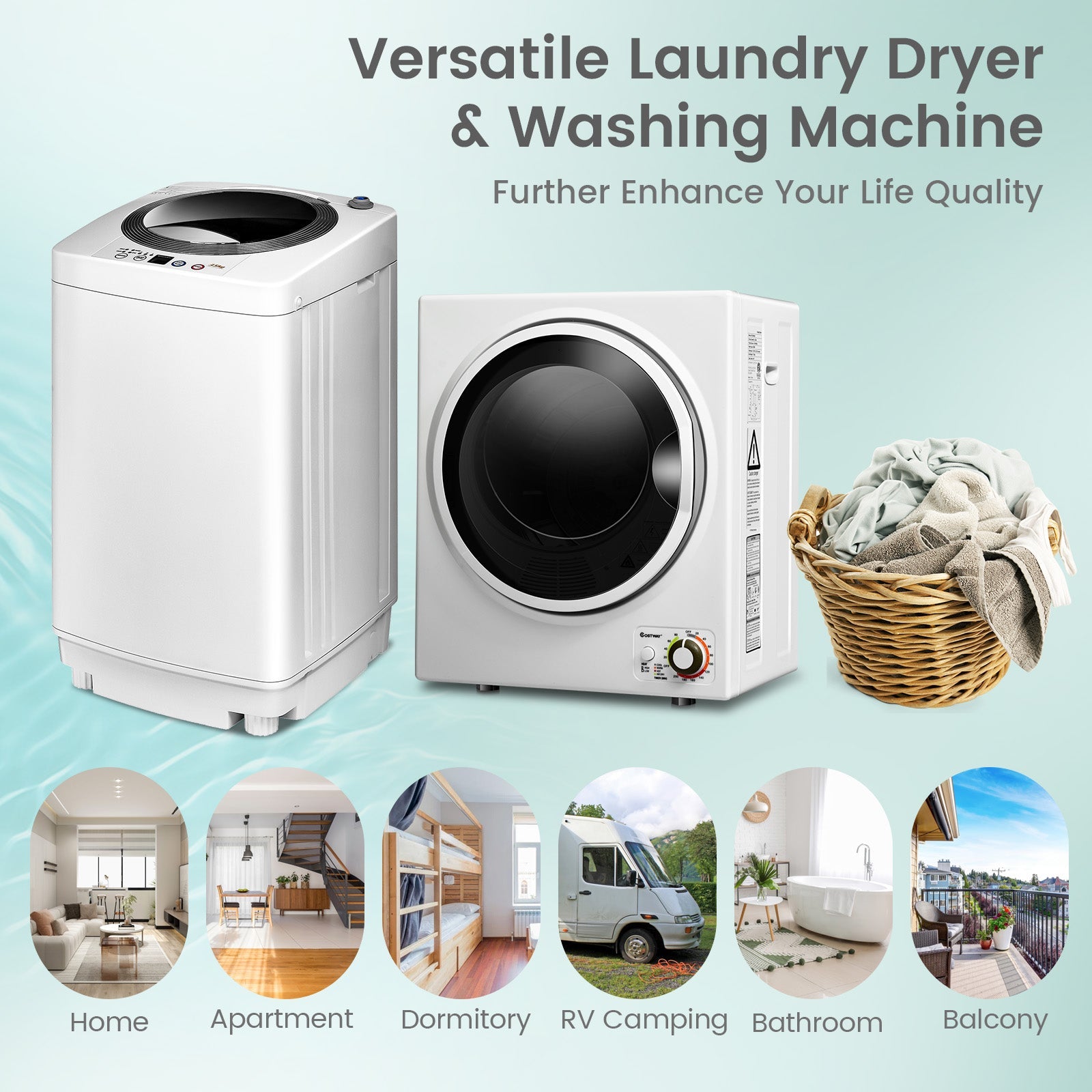 Costway Electric Washer & Dryer Combo 70760245 New