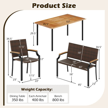 Costway 6-Pc Outdoor Patio Dining Set w/ Umbrella Hole 43172479 New