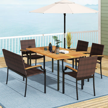 Costway 6-Pc Outdoor Patio Dining Set w/ Umbrella Hole 43172479 New