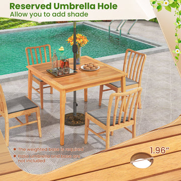 Costway 5-Piece Patio Dining Set Acacia Wood Square Table w/ 4 Chairs 34220694 New