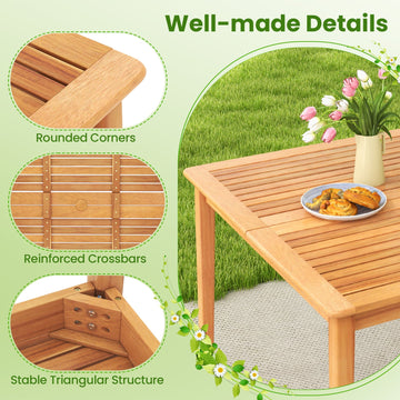 Costway 5-Piece Patio Dining Set Acacia Wood Square Table w/ 4 Chairs 34220694 New