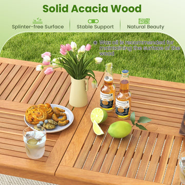 Costway 9-Piece Patio Dining Set Acacia Wood Rectangular Table w/ 8 Chairs 50114325 New