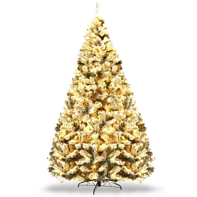 Costway 50" Recessed Electric Fireplace Pre-Lit Snow Flocked Christmas Tree Set 81304627 New