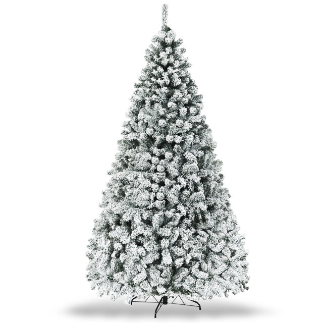 Costway 50" Recessed Electric Fireplace Pre-Lit Snow Flocked Christmas Tree Set 81304627 New