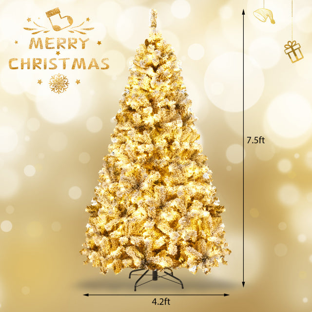 Costway 50" Recessed Electric Fireplace Pre-Lit Snow Flocked Christmas Tree Set 81304627 New