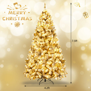 Costway 50" Recessed Electric Fireplace Pre-Lit Snow Flocked Christmas Tree Set 81304627 New