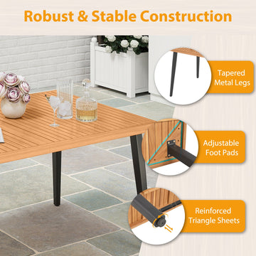 Costway 7-Pc Patio Dining Set Acacia Wood Table 6 Armchairs 40918363 New
