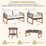 Costway 5-Pc PE Wicker Patio Dining Furniture Set Acacia Wood Frame 85959283 New